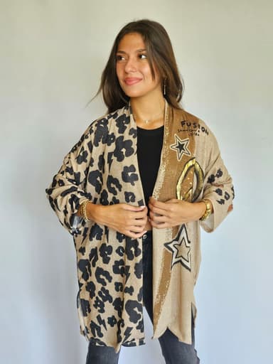 Beige & Leopard Cardigan