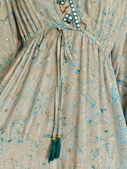 Beige & Aqua Boho Dressindex