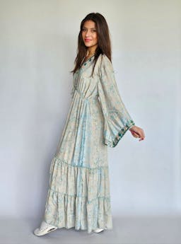 Beige & Aqua Boho Dressindex