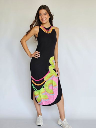 Black Dress with Fluo Colors