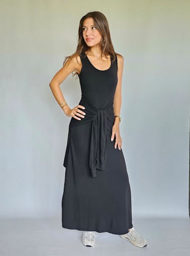 Black Dress with Waist Knot