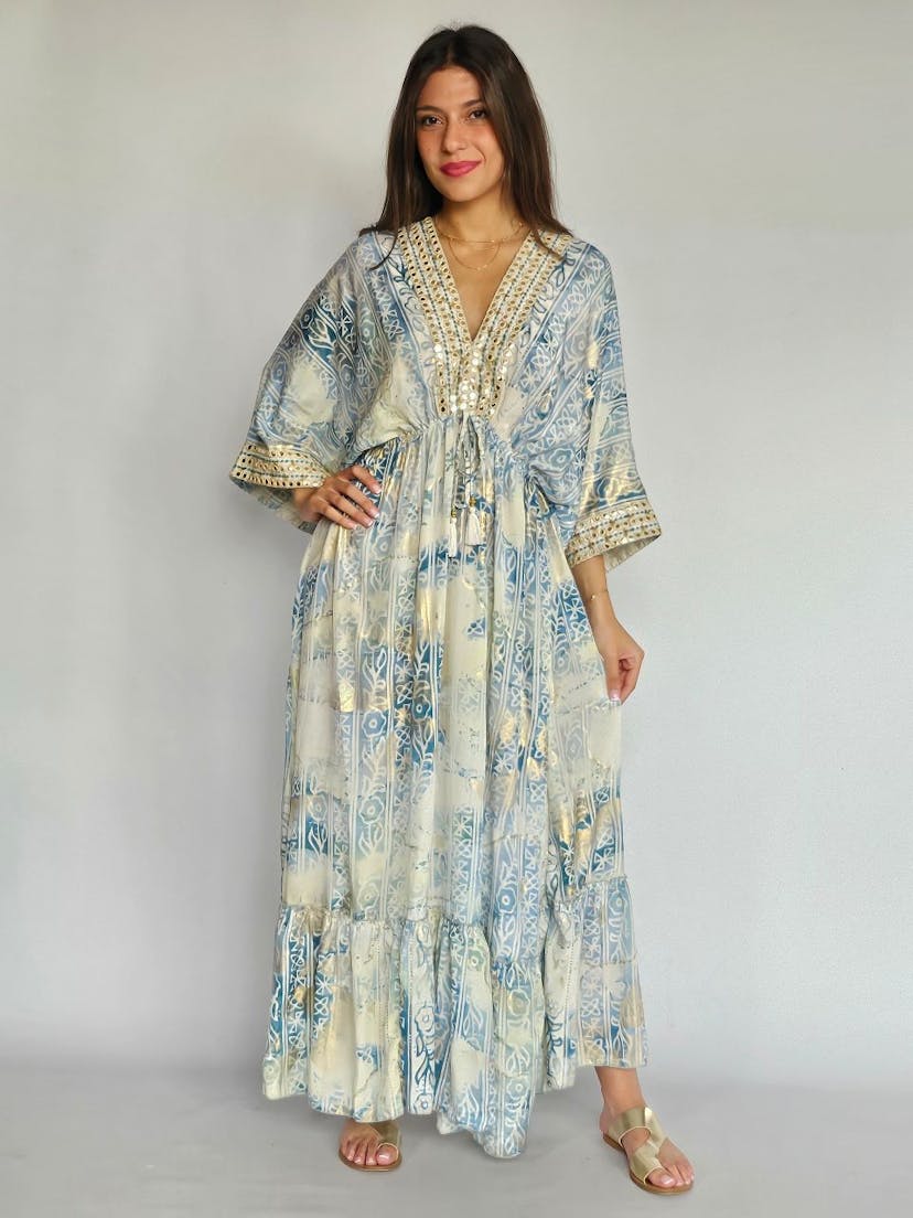 Boho Blue and Gold Dress