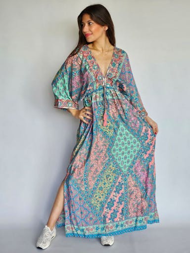 Boho Colorful Dress with Side Slits