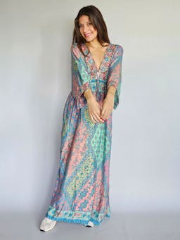 Boho Colorful Dress with Side Slitsindex