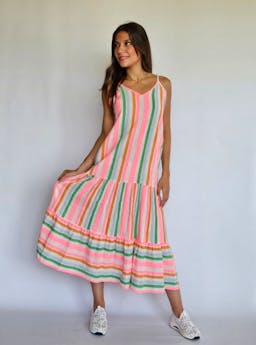 Colorful Stripes Flowy Linen Dressindex