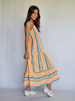 Colorful Stripes Flowy Linen Dressindex