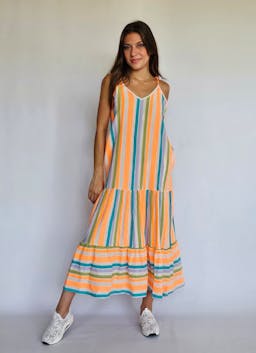 Colorful Stripes Flowy Linen Dressindex