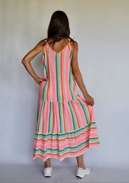 Colorful Stripes Flowy Linen Dressindex