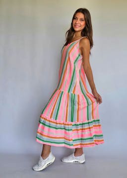 Colorful Stripes Flowy Linen Dressindex