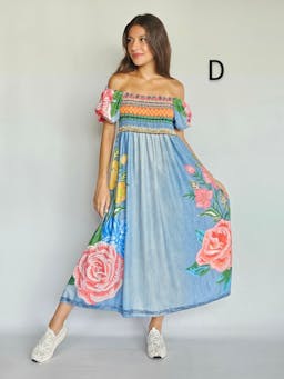 Elastic Bust Flowy Denim Dressindex