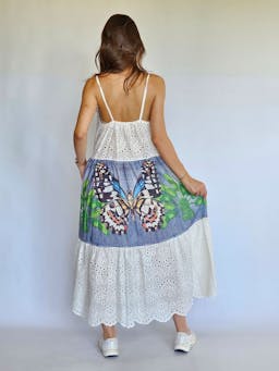 Embroidered White and Denim Dressindex