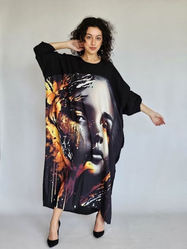 Long Sleeve "Face" Dress - B