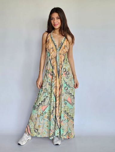 Mint & Salmon Boho Dress