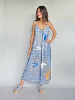 Paint Splatter Flowy Denim Dressindex