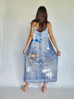 Paint Splatter Flowy Denim Dressindex