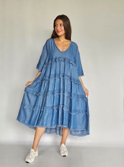 Ruffled Denim Dressindex