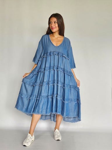 Ruffled Denim Dress