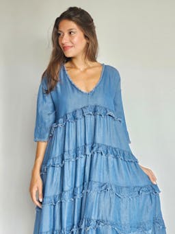 Ruffled Denim Dressindex