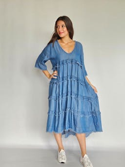 Ruffled Denim Dressindex