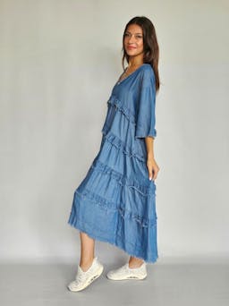 Ruffled Denim Dressindex