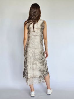 Ruffled Round Neck Silk Dressindex