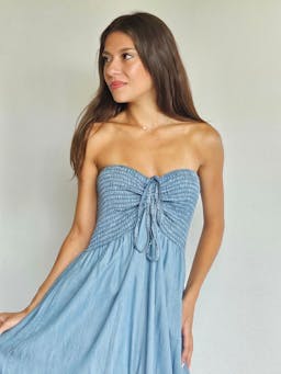 Strapless Denim Flowy Dressindex