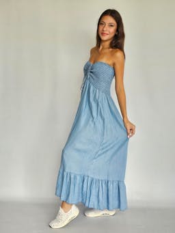 Strapless Denim Flowy Dressindex