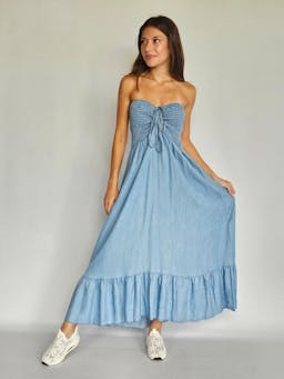 Strapless Denim Flowy Dressindex