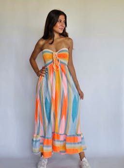 Strapless Flowy Colorful Dressindex