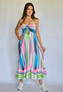 Strapless Flowy Colorful Dressindex