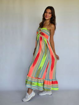 Strapless Flowy Colorful Dressindex