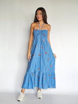 Strapless Flowy Denim Dressindex