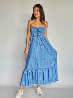 Strapless Flowy Denim Dressindex