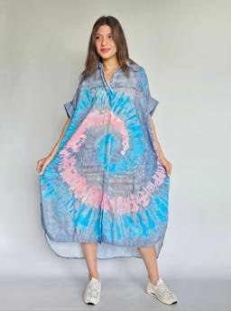 Tie Dye Flowy Denim Dressindex