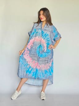 Tie Dye Flowy Denim Dressindex