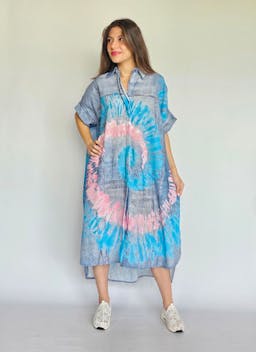 Tie Dye Flowy Denim Dressindex