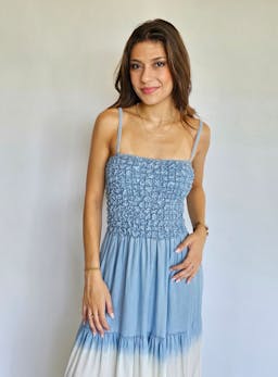 Two Colors Flowy Denim Dressindex