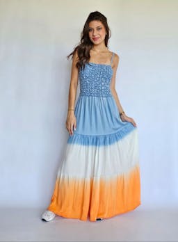 Two Colors Flowy Denim Dressindex