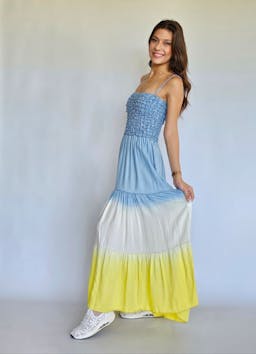 Two Colors Flowy Denim Dressindex