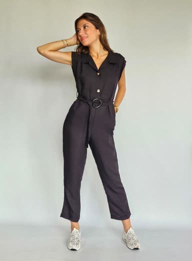 Linen Black Jumpsuit