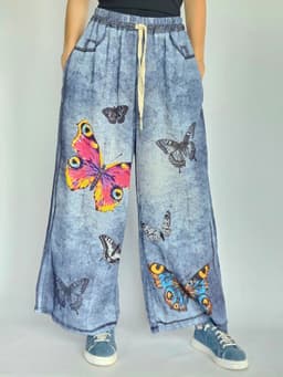 Butterflies Denim Flowy Pantsindex