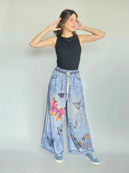 Butterflies Denim Flowy Pantsindex