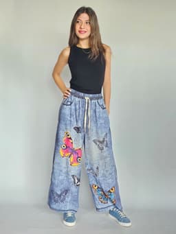 Butterflies Denim Flowy Pantsindex