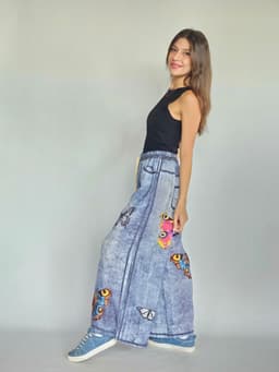 Butterflies Denim Flowy Pantsindex