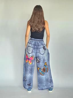 Butterflies Denim Flowy Pantsindex