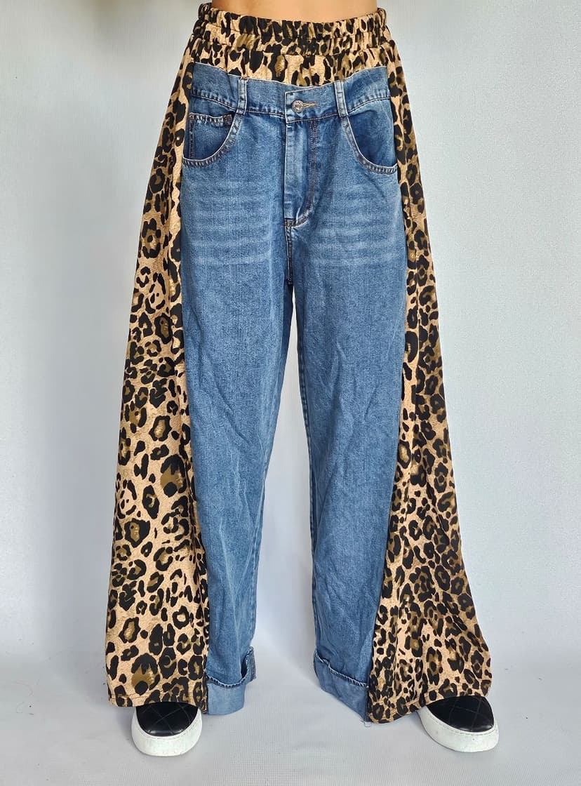 Denim & Leopard Pants