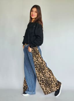 Denim & Leopard Pantsindex