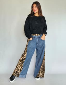 Denim & Leopard Pantsindex