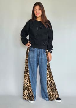 Denim & Leopard Pantsindex