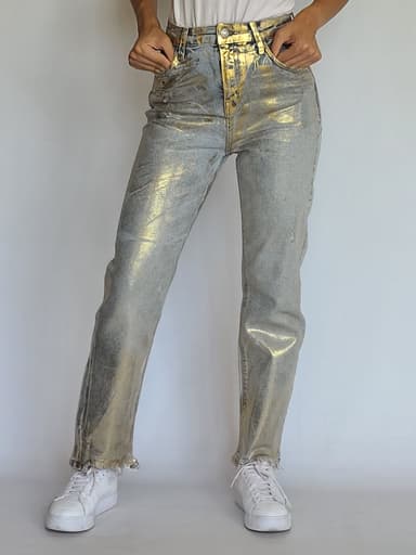 Faded Gold Metallic Jeans